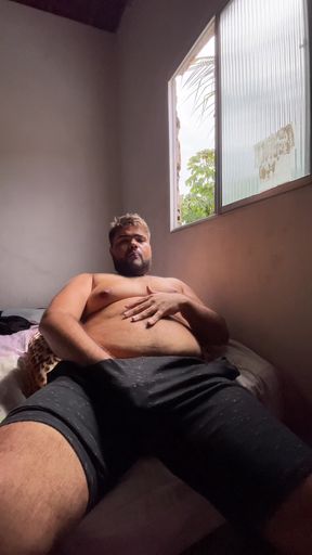 Fat Gay Sweaty Shaking Hairy Ass on All Fours, Front Hard Rolls Cumming