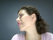 Giantess plays with tiny man