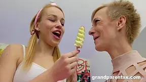 Rebeka Black, Belinda Bee And Kitty Pleasure - Lesbian Grannies Teach Teeny Kitty About Pleasure