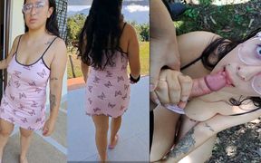 Peasant Latina Eats Her Neighbor's Sperm Outdoors Public