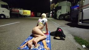 Undressing and Masturbating at the Truck Seat