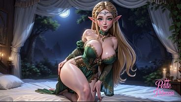 Petite Princess Zelda gets dirty in her castle bedroom