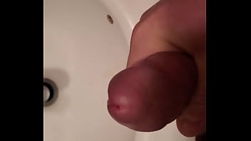 Jerking off cum in sink