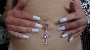 Cross Dangling Pink Belly Button Fingering (HD) MP4