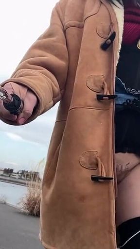 Self-training No. 81 Riverside Walk with Exposed Pussy and Asshole - Part 2