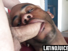 Hung hunk sucks cock then double teams straight boy