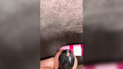 ruined orgasme in chastity cage with penis plug