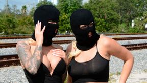 Two models and are sucking a long dick