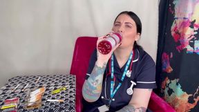 Nurse Ffw Smokes Multiple Cigarettes at Same Time