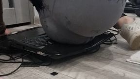 cute Katya trample and jumping + crush laptop + butt crush + spitting