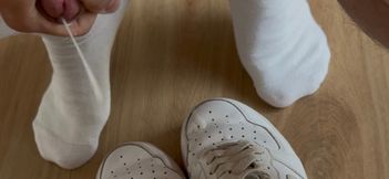 Close-up of a huge load of cum on my Nike AF1 sneakers