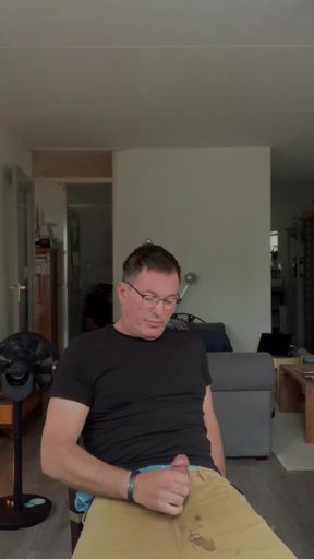 Jerking off at Home, I Cum on My Jeans, Sagging in My Ae Boxers