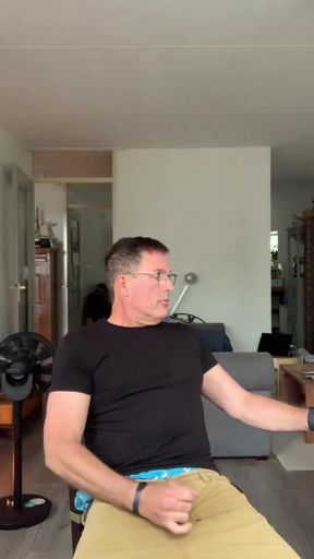 Jerking off at Home, I Cum on My Jeans, Sagging in My Ae Boxers