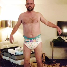 Massive butt plug in diaper for Daddy