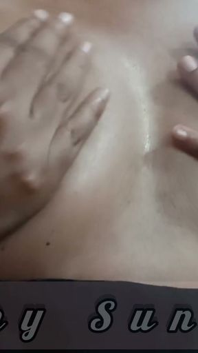 Shy indian girl Sunitha oiled and revealed her melons   Clip 1