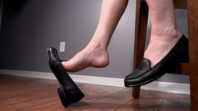 Side View Shoeplay Dangling Black Leather Loafers FootPlay - Kylie Jacobsx - WMV 1080p HD