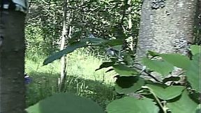 Fabulous all natural amateur blonde lady under the tree undresses and pisses