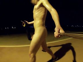 Enjoying my nudity in the suburb I had to escape from boy who yelled at me, hide and jerk off