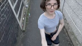 Risky Public Alleyway Gets My Trans Cock Hard and Ready for Sucking