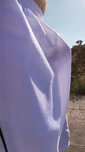 Flashing My Boner in See Thru Basketball Shorts for the Cyclists and Runners