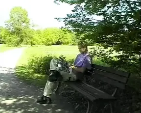 A thick German woman pleasing her man on a picnic