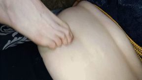 Man's foot fucks woman's navel WMV