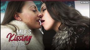 Milfs Amiee Cambridge & Melanie Hicks kissing in fur - 1080