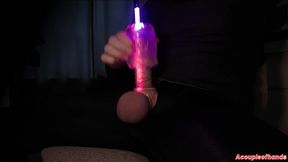 Big Cock Man Masturbates with Led Light Sounding Rod