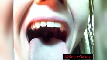 Upclose inside look of her mouth and teeth, fetish video