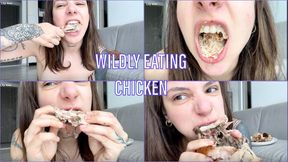 Wildly eating chicken and masturbating