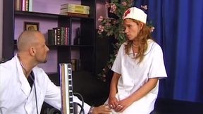 Redhead Nurse Spreads for Doctor Deep Exam