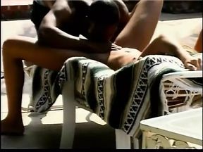 Black stud fucks wet white pussy outdoors