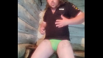 Crazy Russian guy in a police uniform fucked his fat apetite ass with a banana! And experienced an anal orgasm!