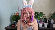 Horny Bunny's Egg Hunt: Found a toy — using it now!