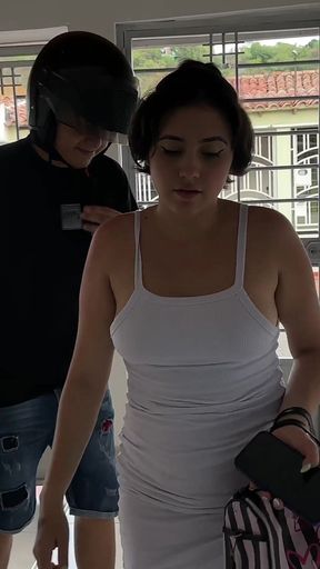I Get a Call From My Sexy Best Friend to Pick up on the Bike, I Start to Watch Her Because She Has a Very Nice Ass