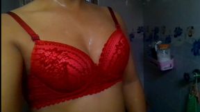 Indian hotty girl shower erotic red bra video