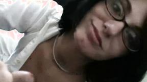 ”Nikki Adams gives handie in close up”