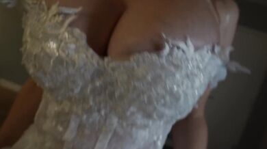 Bimbo bride gets fucked raw on wedding night drenched in cum