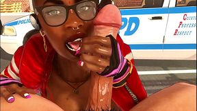 Perverted cop busts ebony girl with big boobs