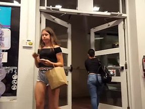 Candid voyeur teen tight body earring shopping mall
