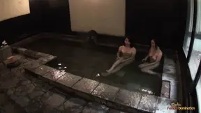 Hairy Asian sluts get banged by two guys after swimming