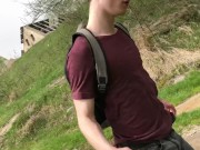 Hot Hunk Jerking His Big Dick (23cm) in Public Place near the dam/ Teen Boy