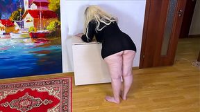 Stepmom in tight shorts bends over &mdash;  ass&#x1F351; exposed &mdash;  stepson penetrates her rear