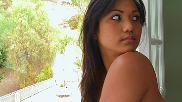He finds her out in the back by the pool, and brings her into the guest room for a hot fuck