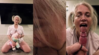 Daddy's big tits milf gets her throat fucked raw in perfect POV