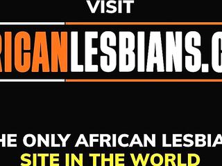 AFRO LESBIAN BABES - Black afro lesbo pair tasting juicy cunt mid shower