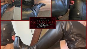 Fernando boot worship from hooded sub- watch as he worships my boots with his mouth, tongue and hands-featuring Goddess Scarlet Skye