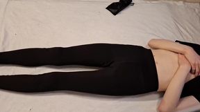 Trans Petite Cums Gushing Thru Leggings Vibrator Destroyed