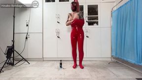 Red Rubber Bondage Suit and Gynecology Chair