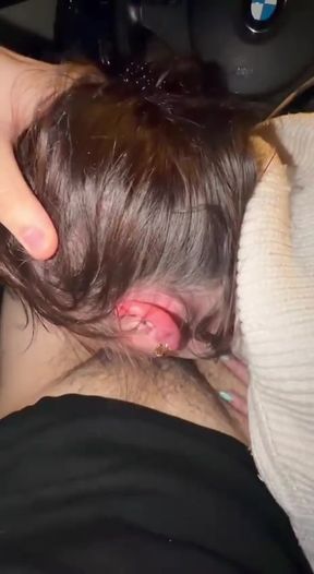 German Saskialove blows 18-year-old nurse in car until he cums